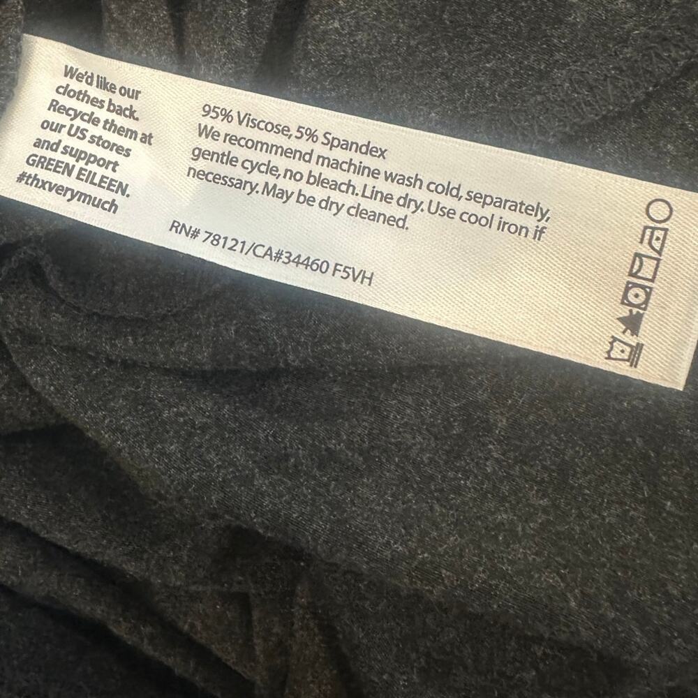Eileen Fisher Black Charcoal Colorblock Cocoon Jersey Dress Pockets Midi XL - Picture 9 of 11